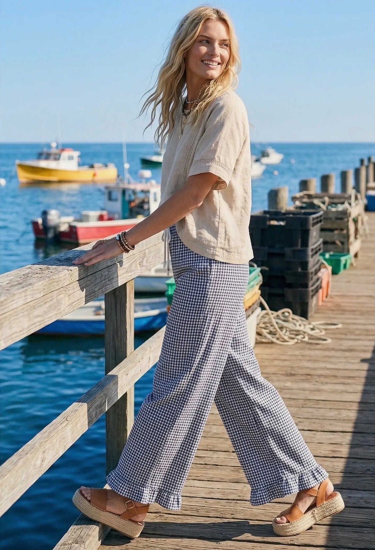 Sewn & Seen Navy Gingham Pants