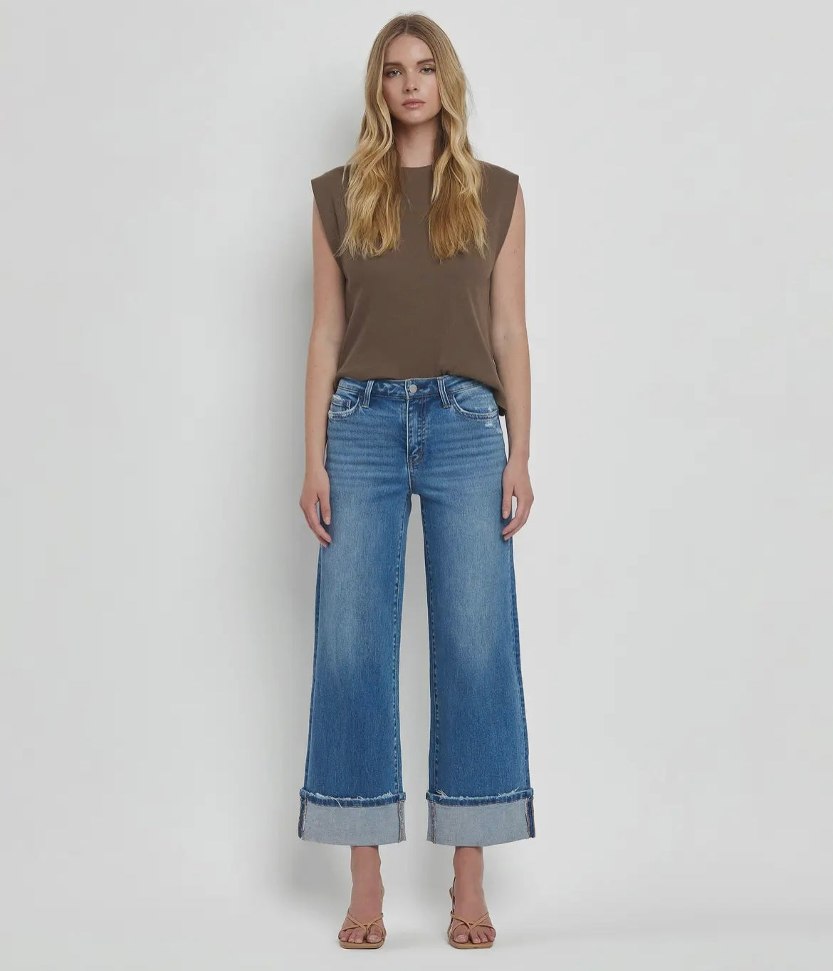 Flying Monkey High Rise Wide Cuff Jeans