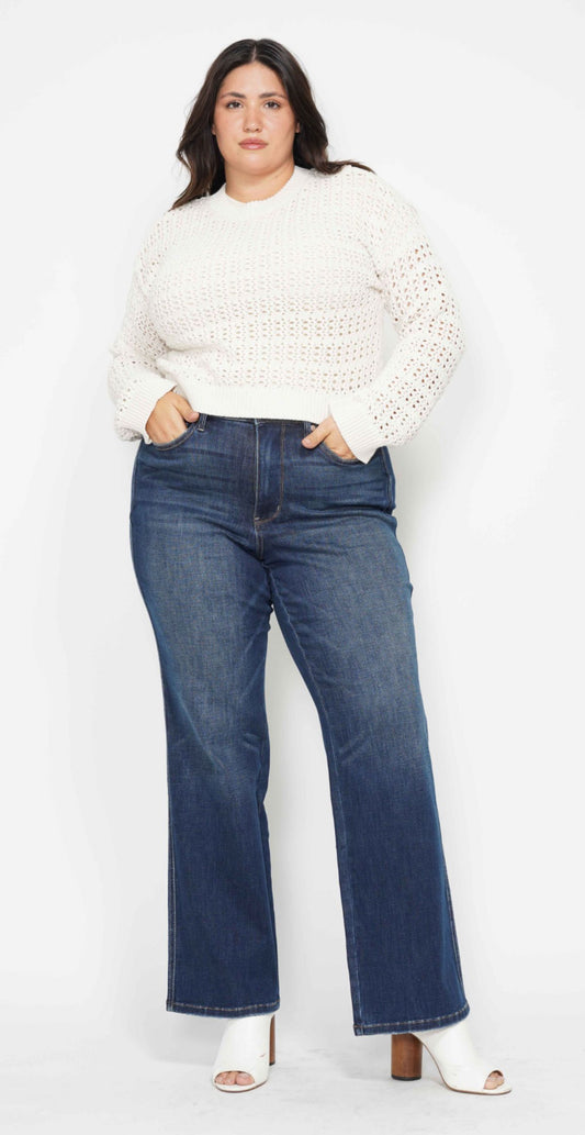 Judy Blue Plus Size Tummy Control Classic Fit Jeans with Flared Leg