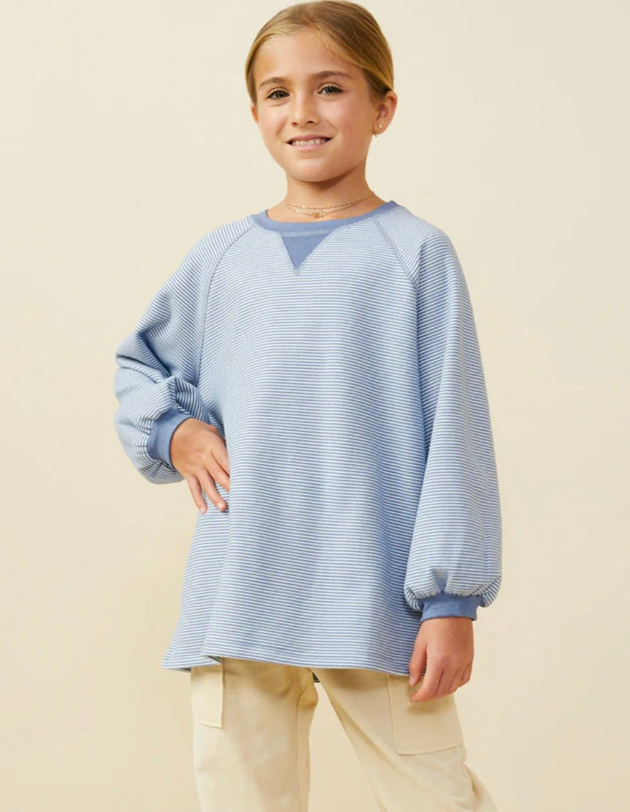 Hayden Girls Blue Striped Sweatshirt