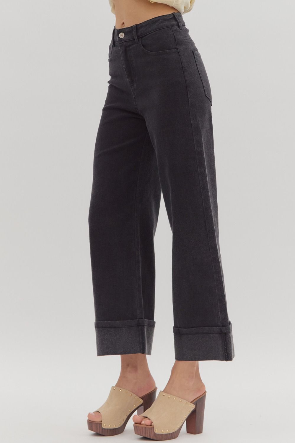 Entro Mid Rise Ankle Length Cuffed Pants