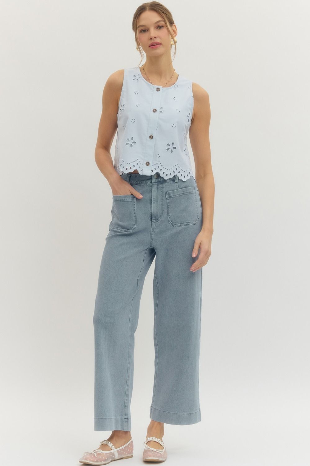 Entro Light Denim Patch Pocket Pants