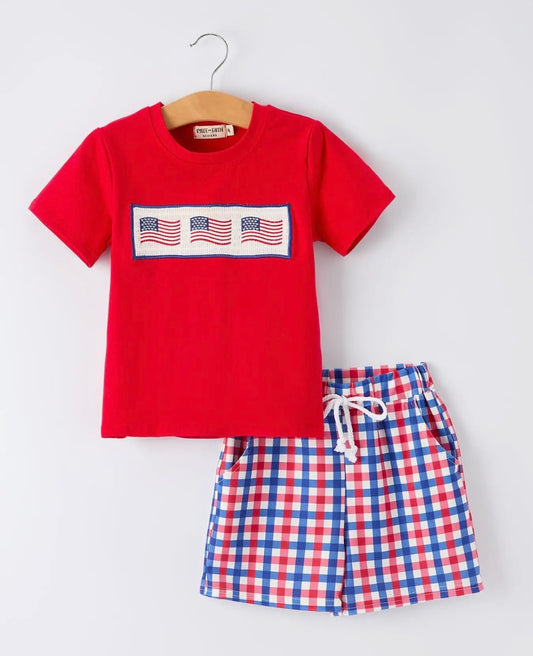 Rylee Faith Toddler Boys 4th of July Short Set