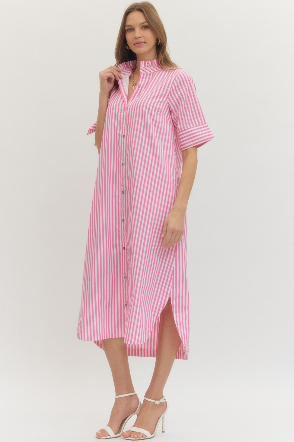 The Feagan Pink Striped Dress