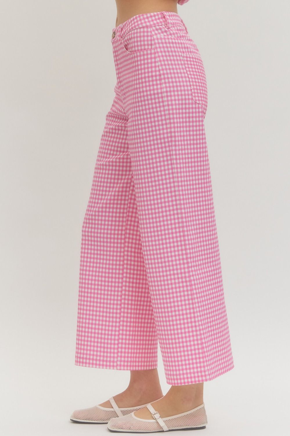 Entro Pink Gingham Checked Pants