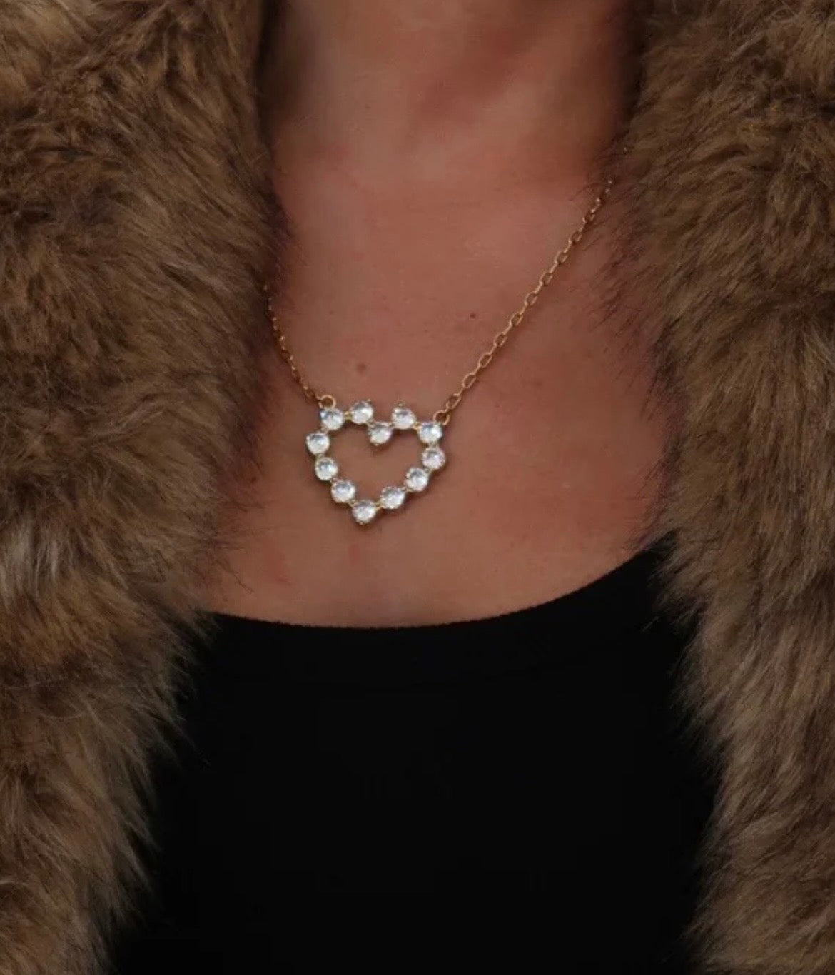 ChanSuttPearls Gold Diamond Heart Necklace