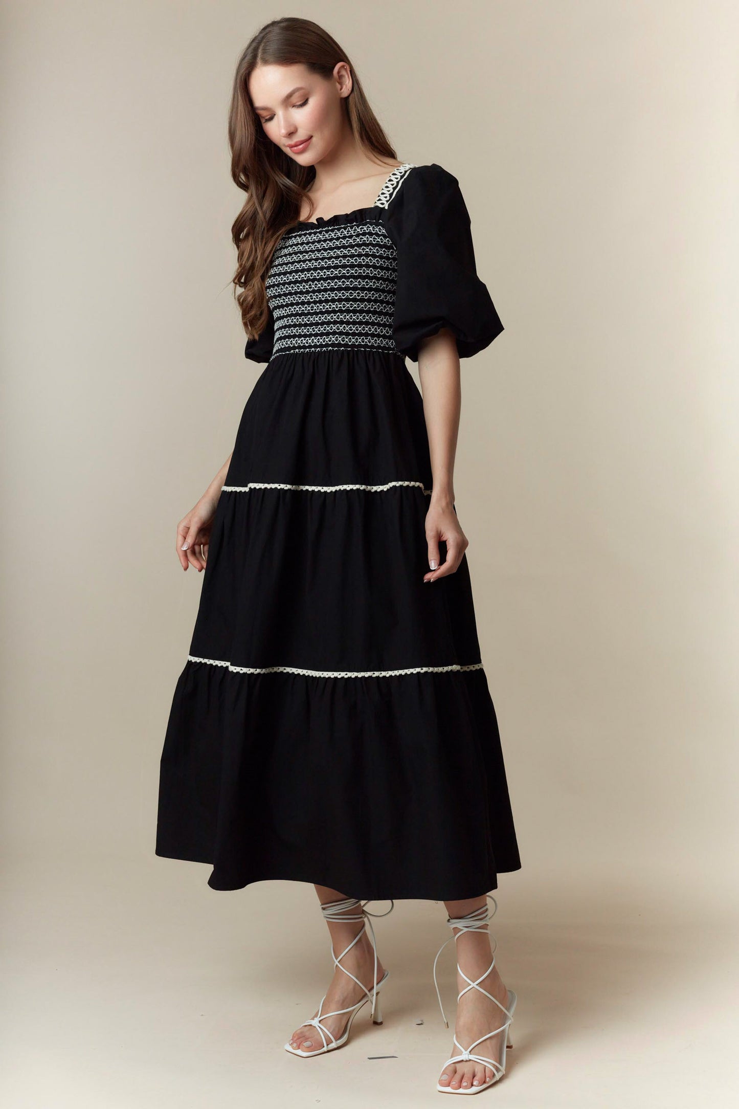 The Lawter Black Smocked Dress