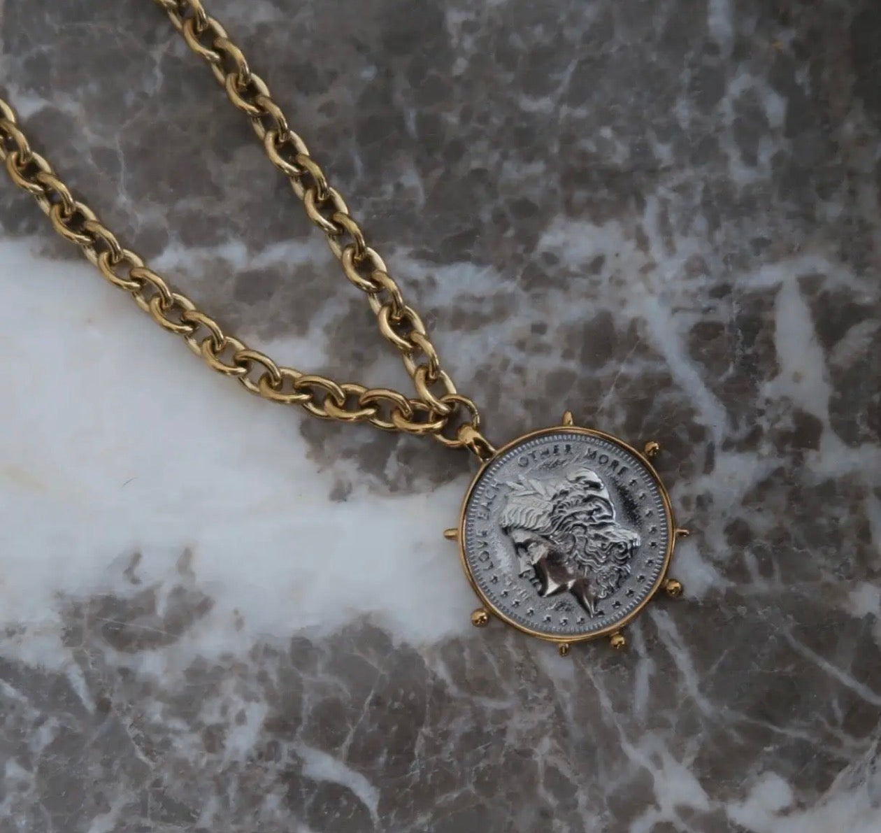 ChanSuttPearls Two Tone Coin Necklace