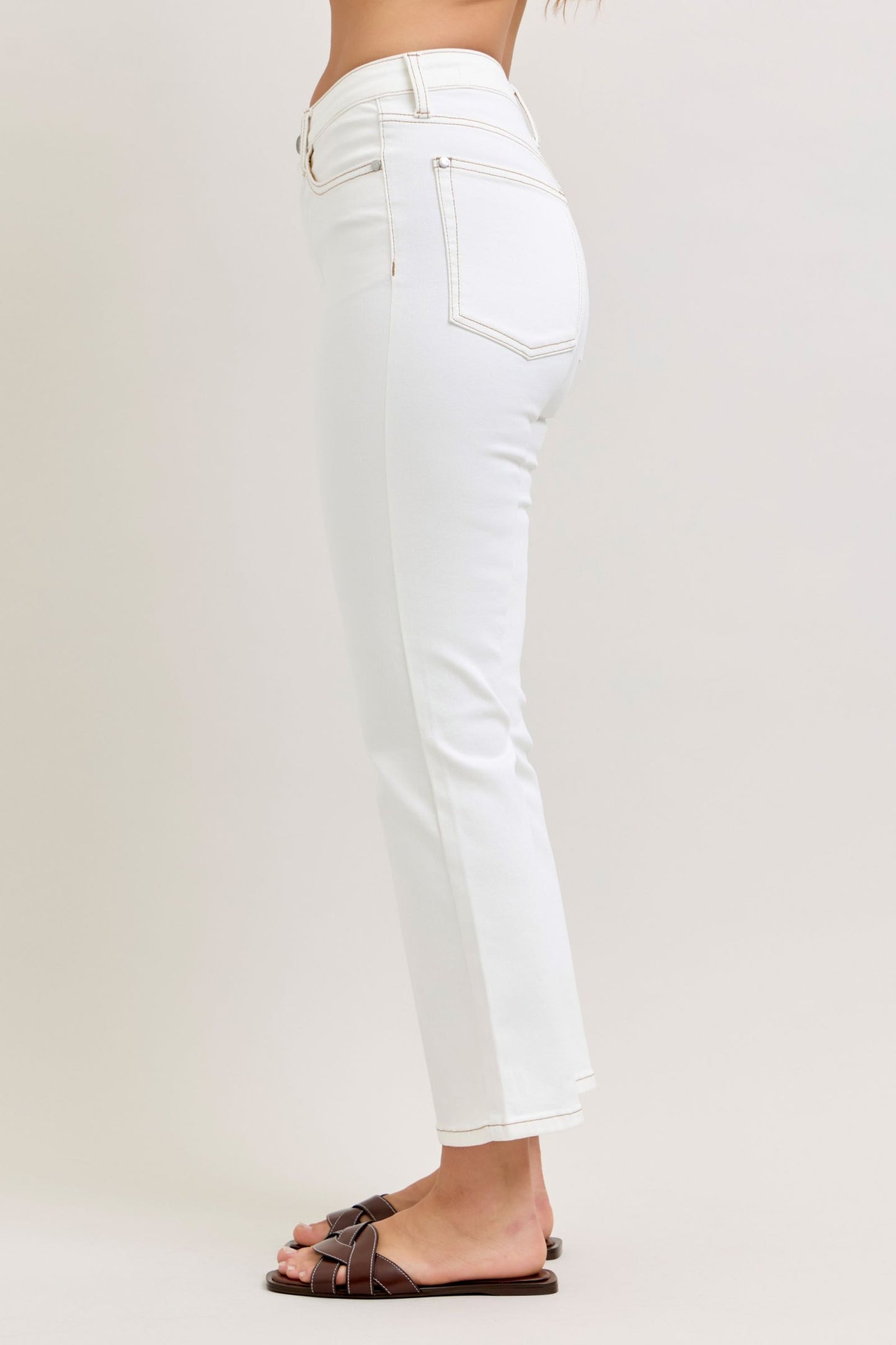 Judy Blue High Waist Kick Flare White Jeans