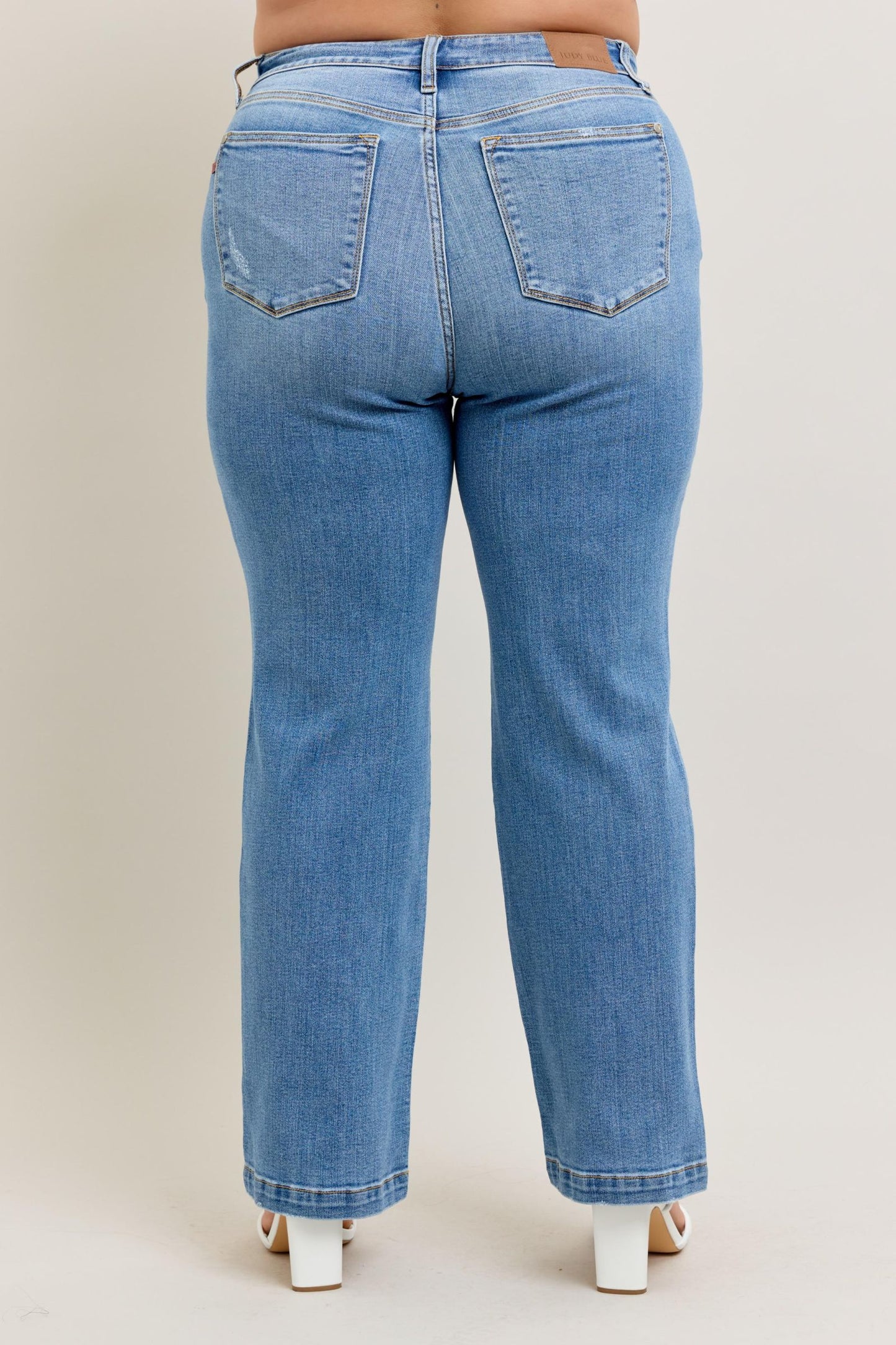 Judy Blue High Waist Trouser Style Straight Fit Plus Size Jeans