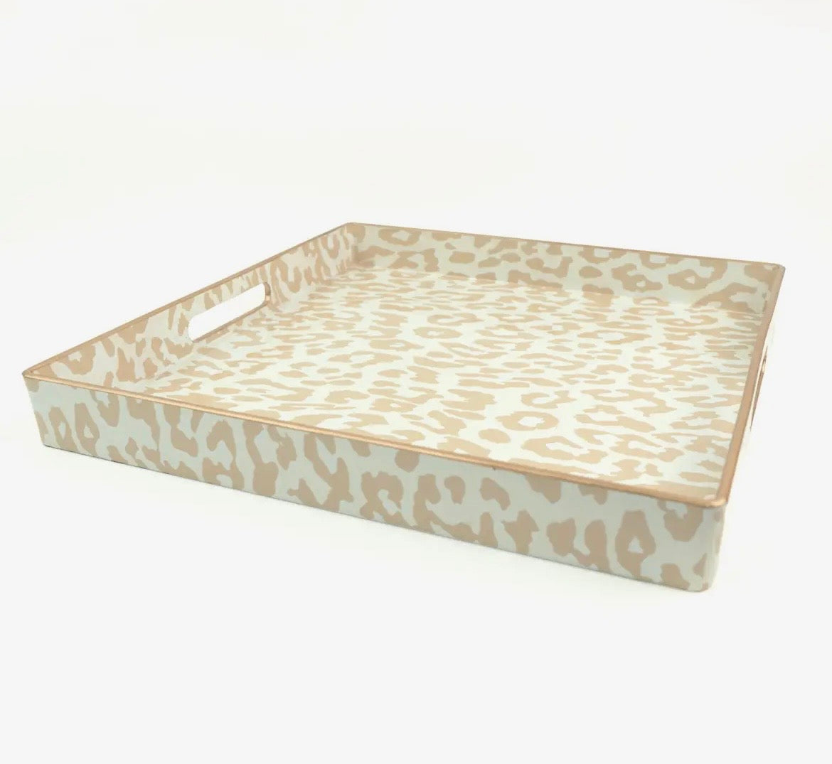8 Oak Lane Natural Leopard Print Square Tray