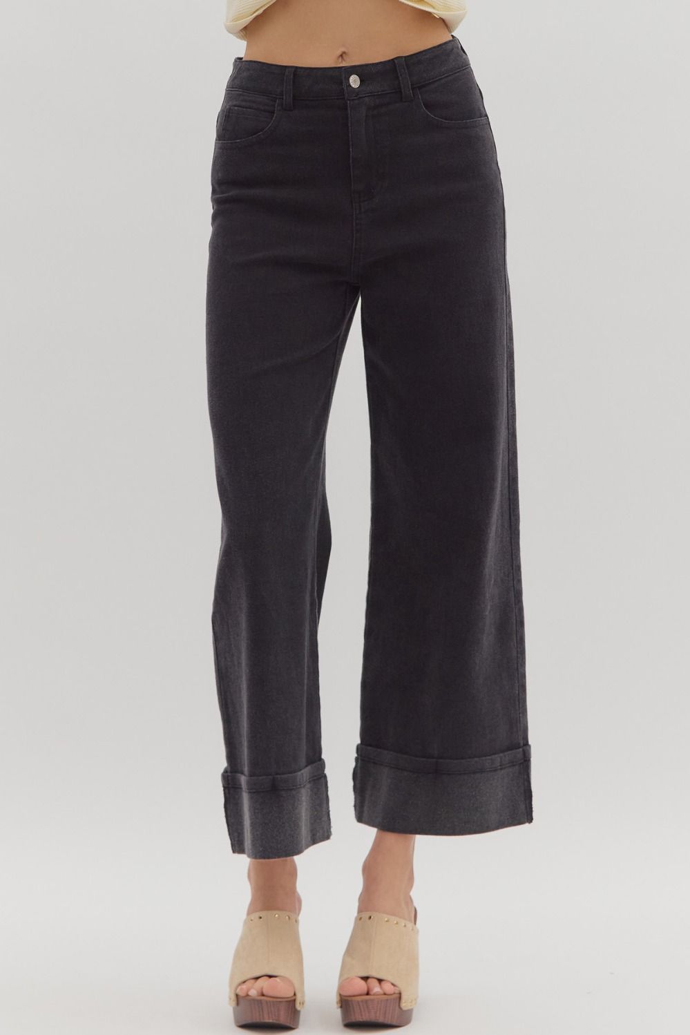 Entro Mid Rise Ankle Length Cuffed Pants