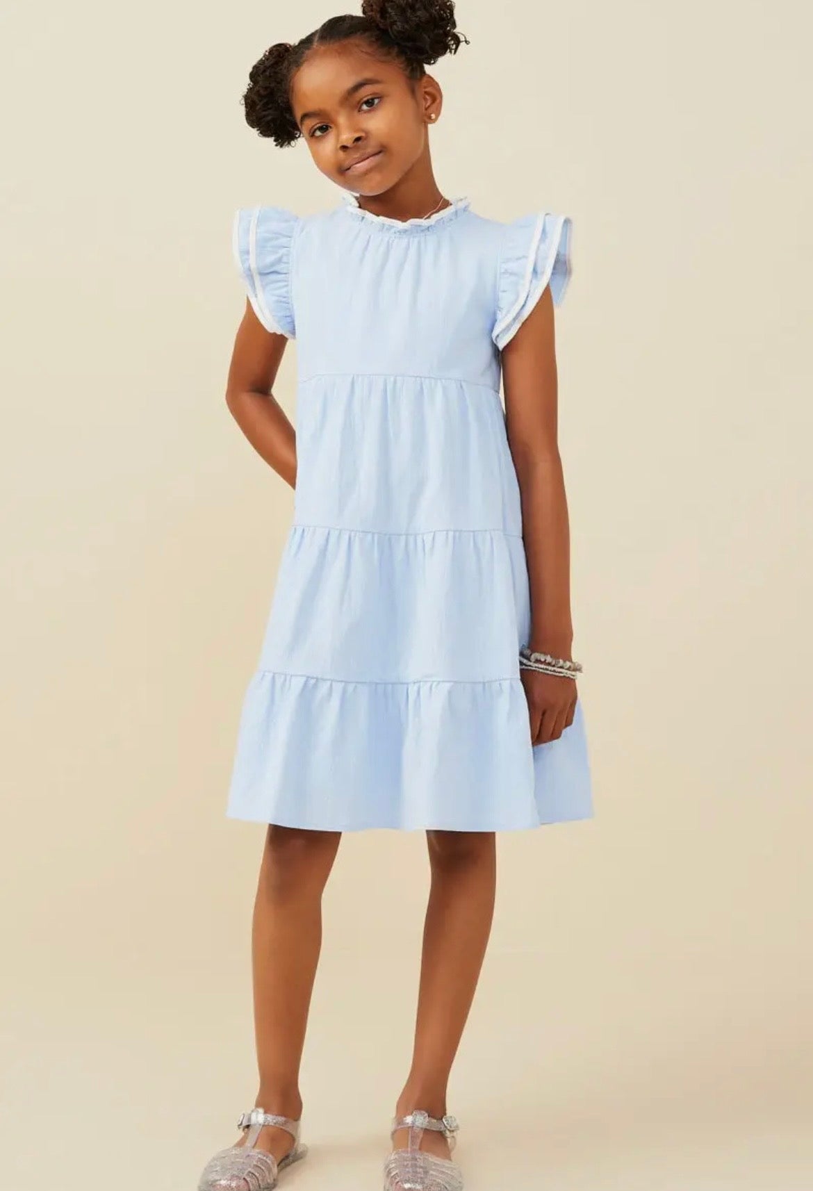 Hayden Tiered Flutter Sleeve Dress
