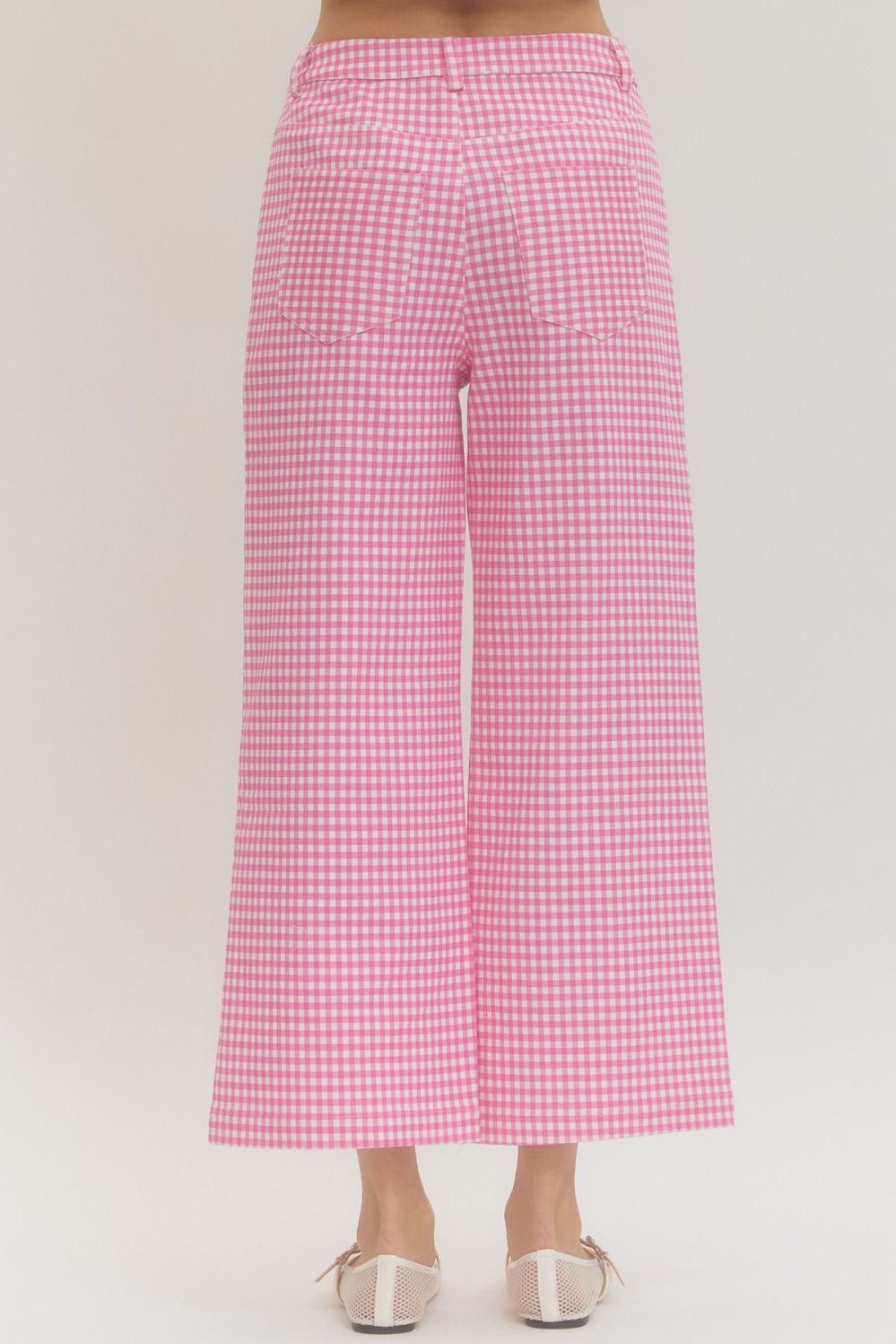 Entro Pink Gingham Checked Pants
