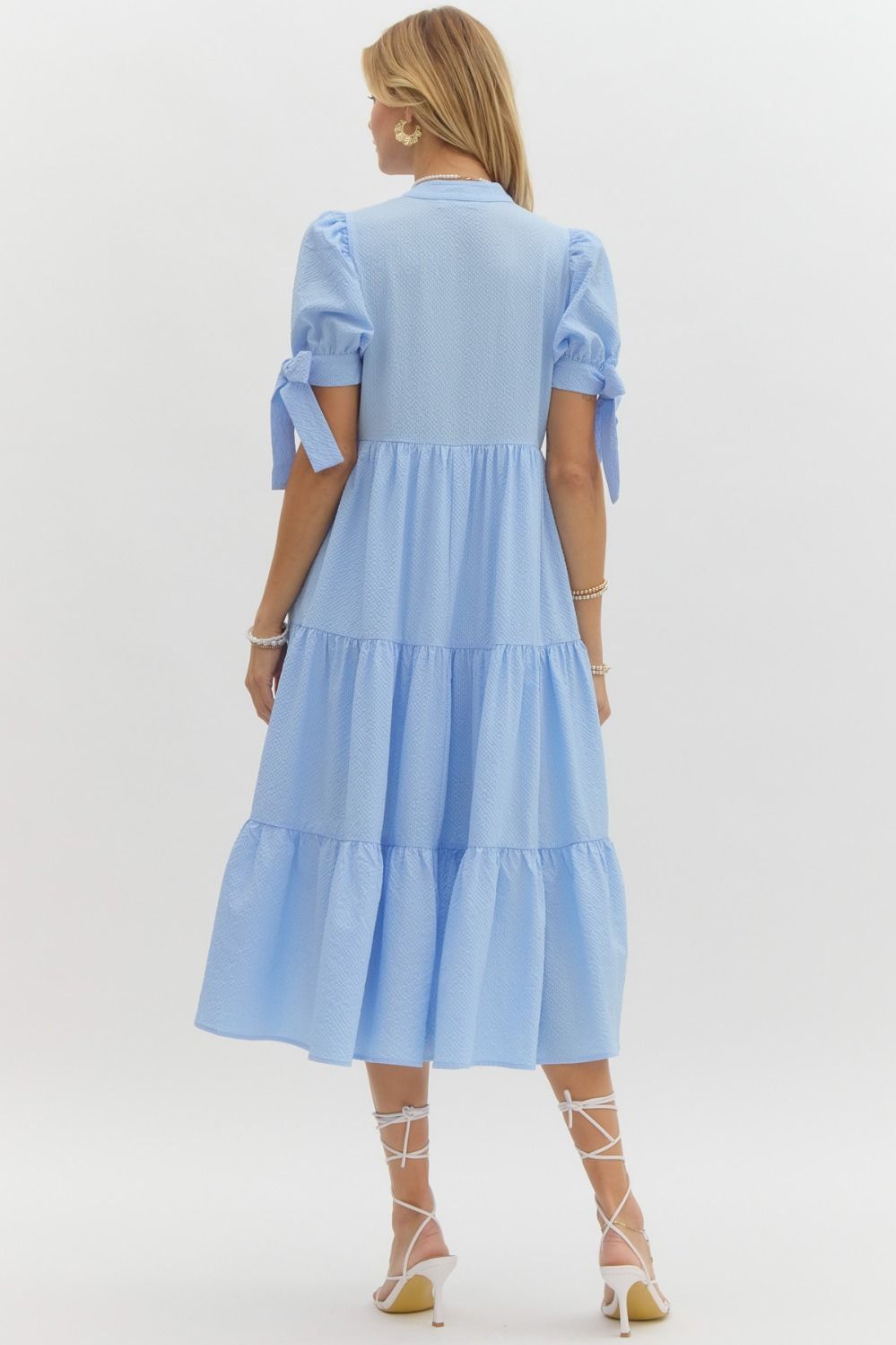 Liza Light Blue Tiered Dress