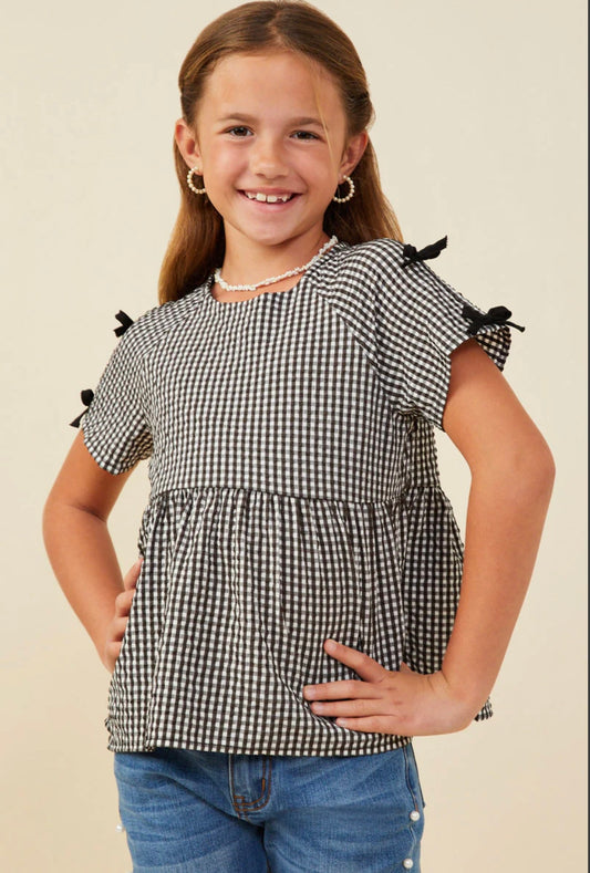 Bella Black Gingham Top