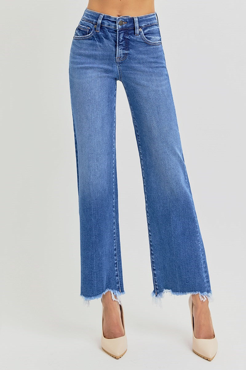 Risen Tummy Control High Rise Ankle Straight Plus Size Jeans
