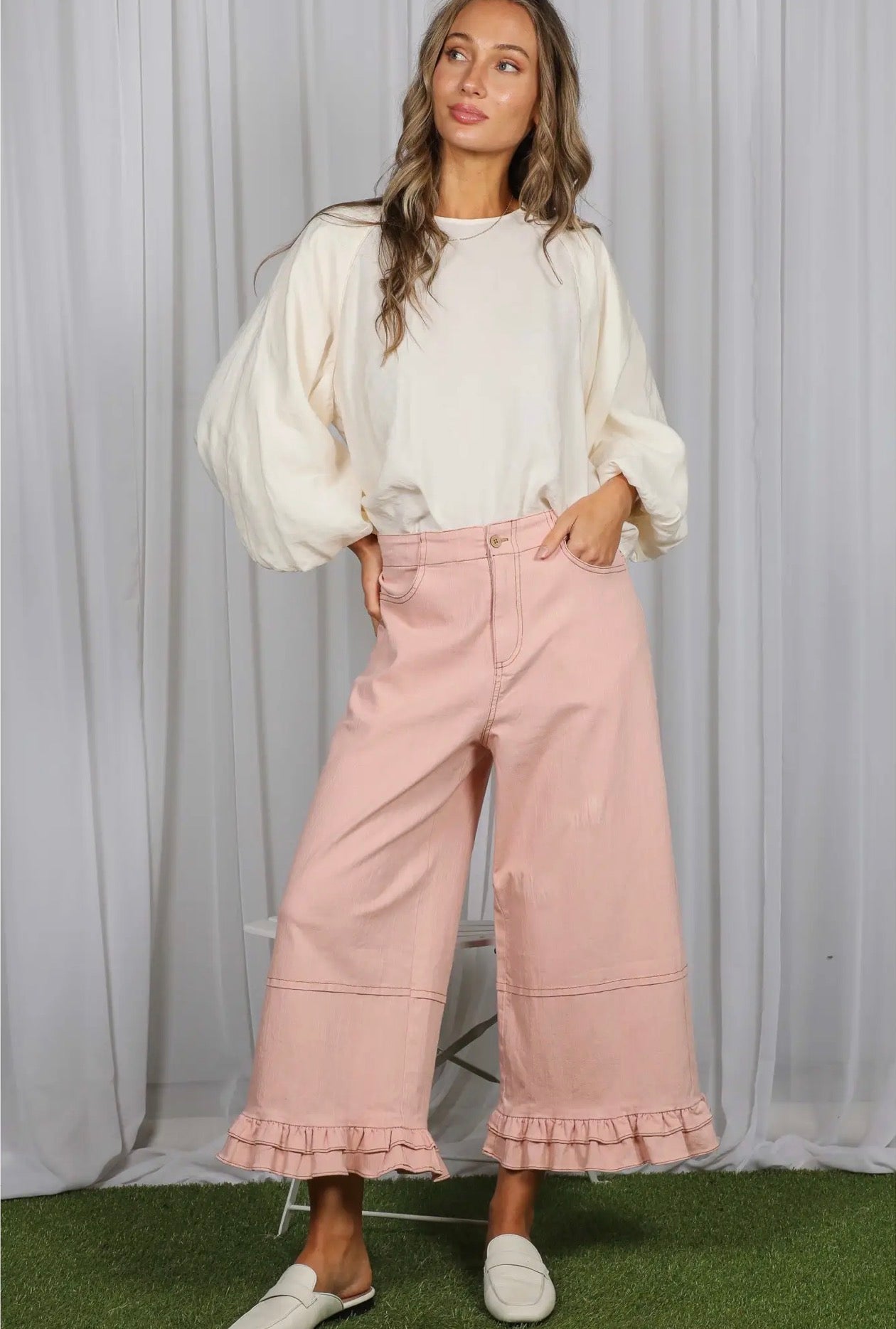 Vine & Love Ruffled Pink Pants