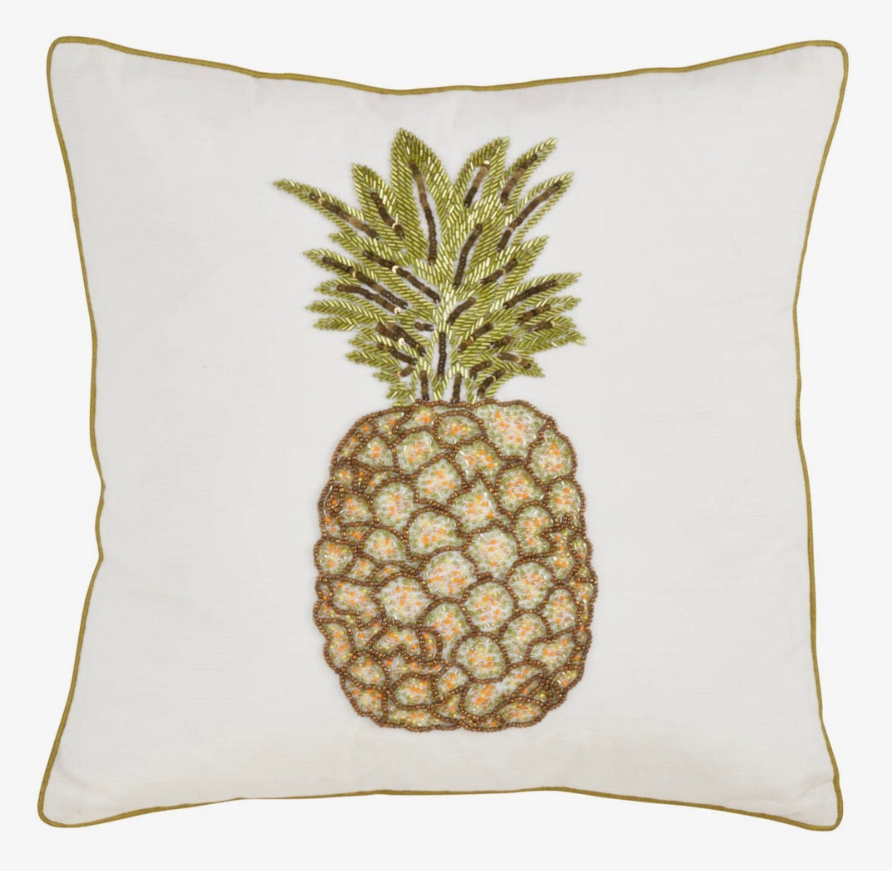 Saro Lifestyle Fully Beaded Pineapple Pillow