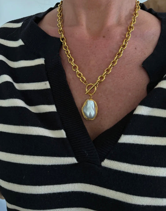 Chan Sutt Pearls Gold Pearl Drop Necklace