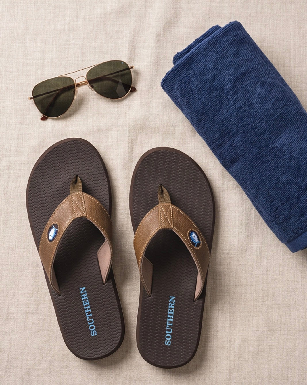 Southern Tide Flipjacks Upper Leather Flip Flops
