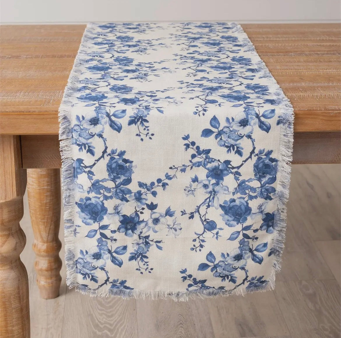 Blue and White Floral Table Runner