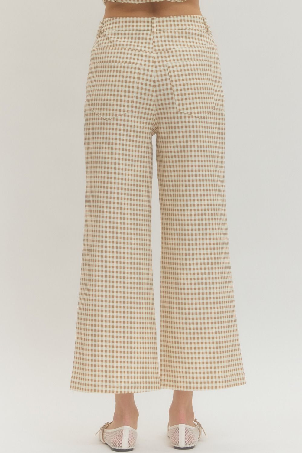 Entro Tan Gingham Checked Pants