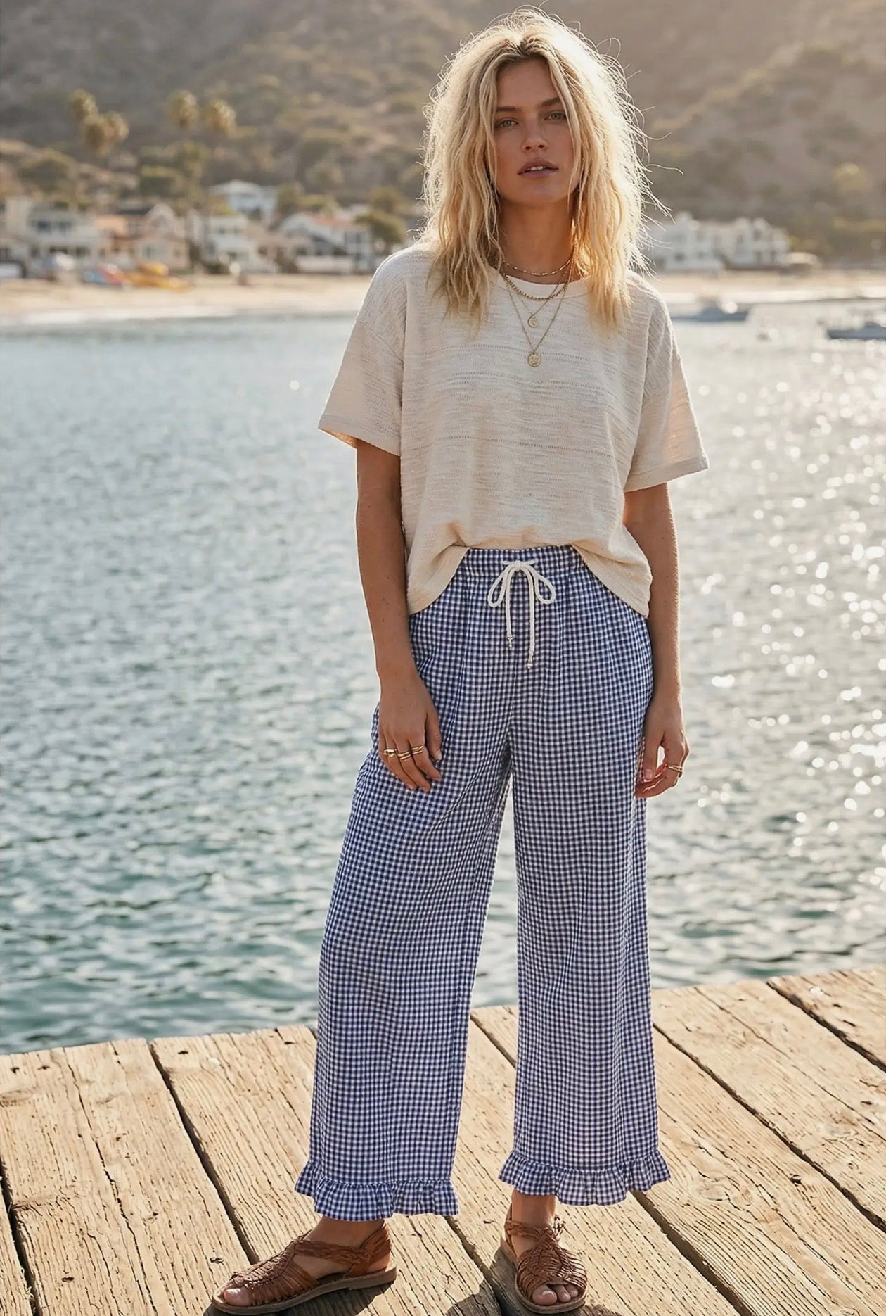 Sewn & Seen Navy Gingham Pants