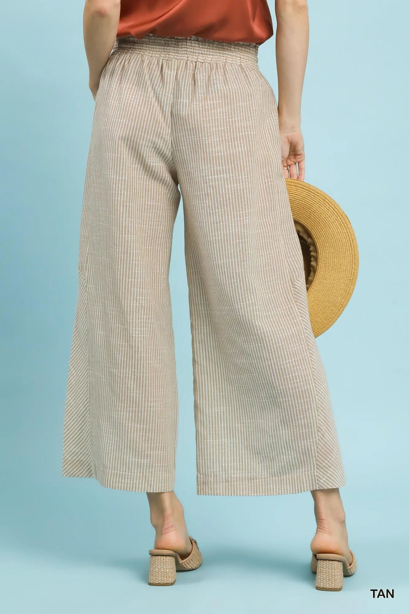Umgee Linen Blend Striped Pants