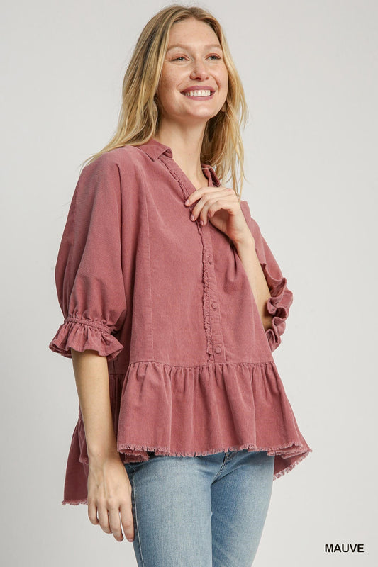 Sally Jane Corduroy Top (Plus Size Available)