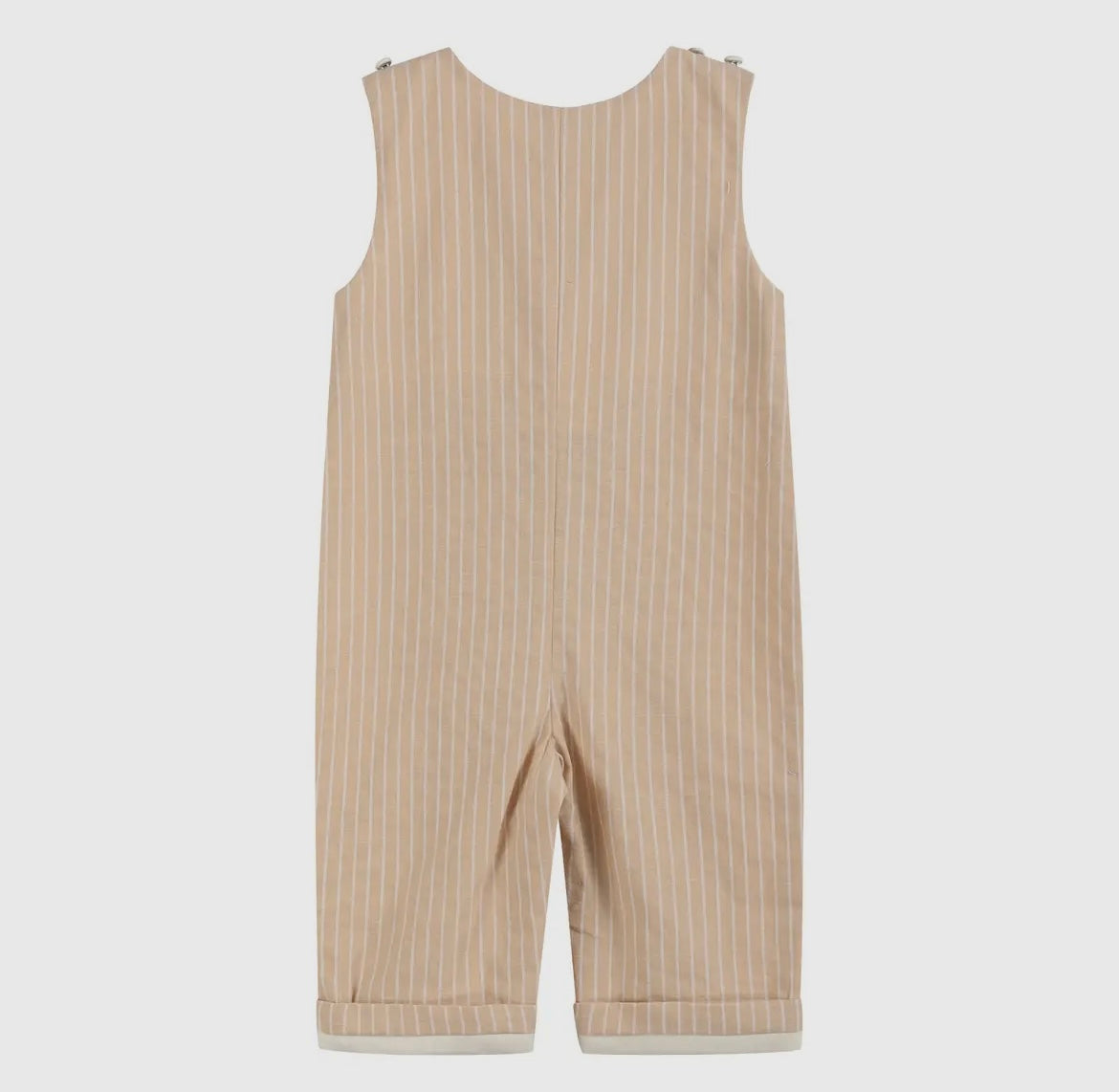 Lil Cactus Light Brown PinStripe Pumpkin Smocked Overalls