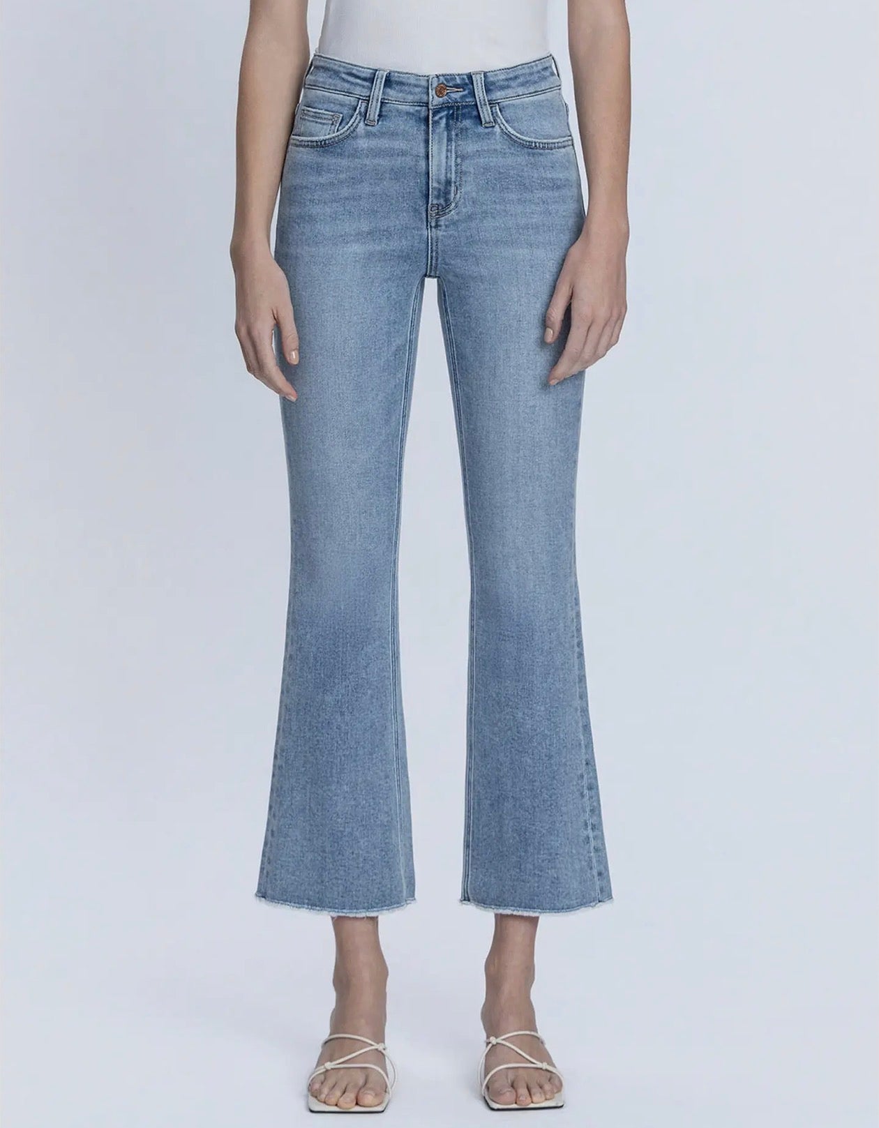 Flying Monkey High Rise Raw Hem Kick Flare Jeans