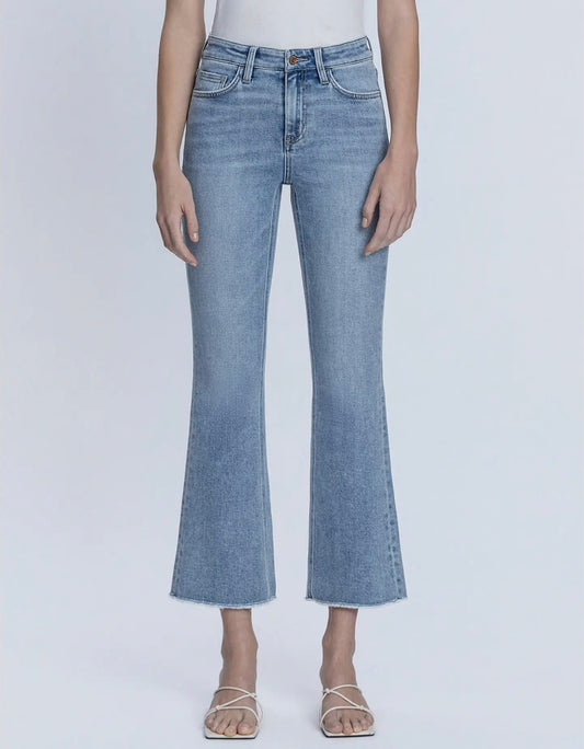 Flying Monkey High Rise Raw Hem Kick Flare Jeans