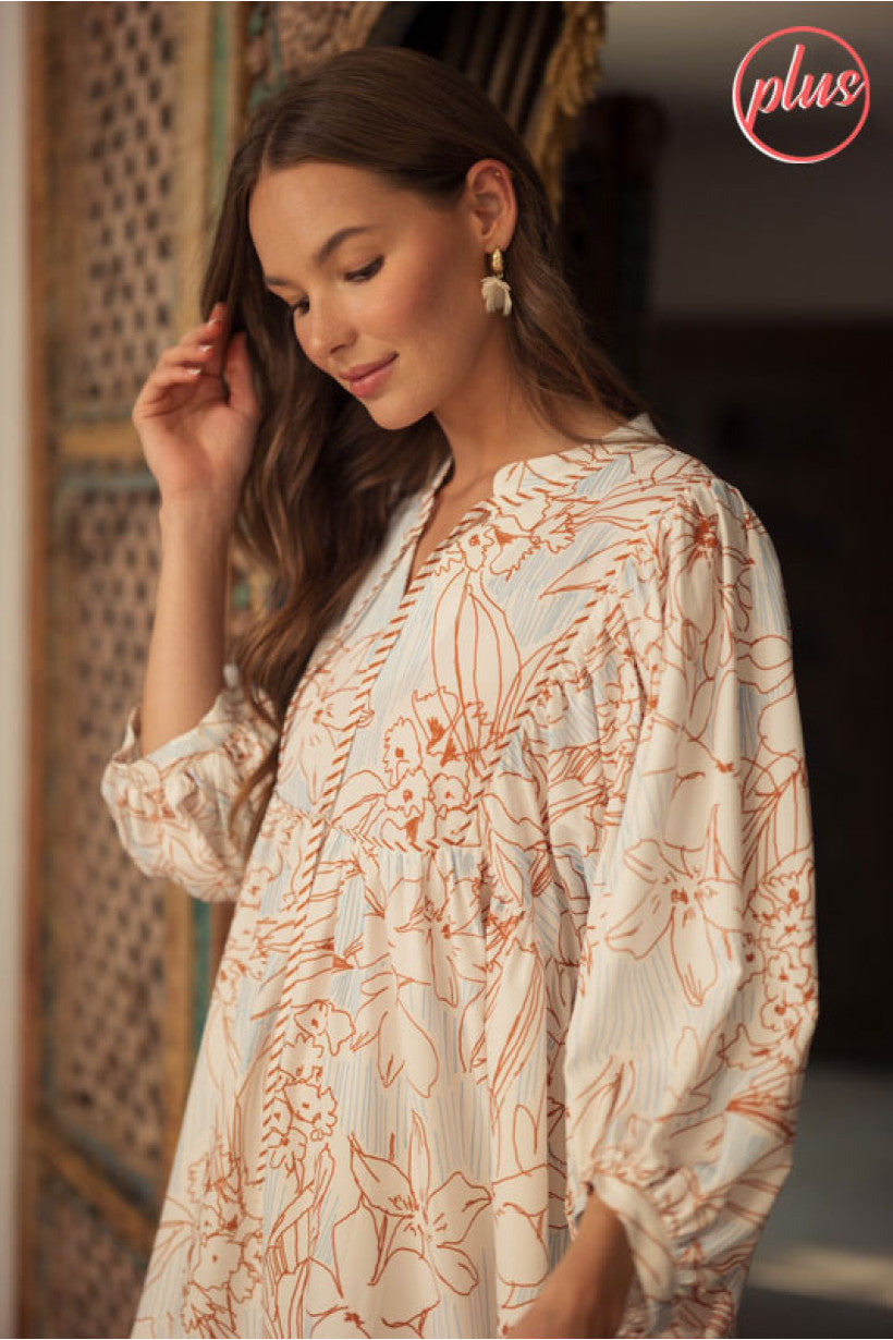 Apollo Toffee Print Plus Size Dress