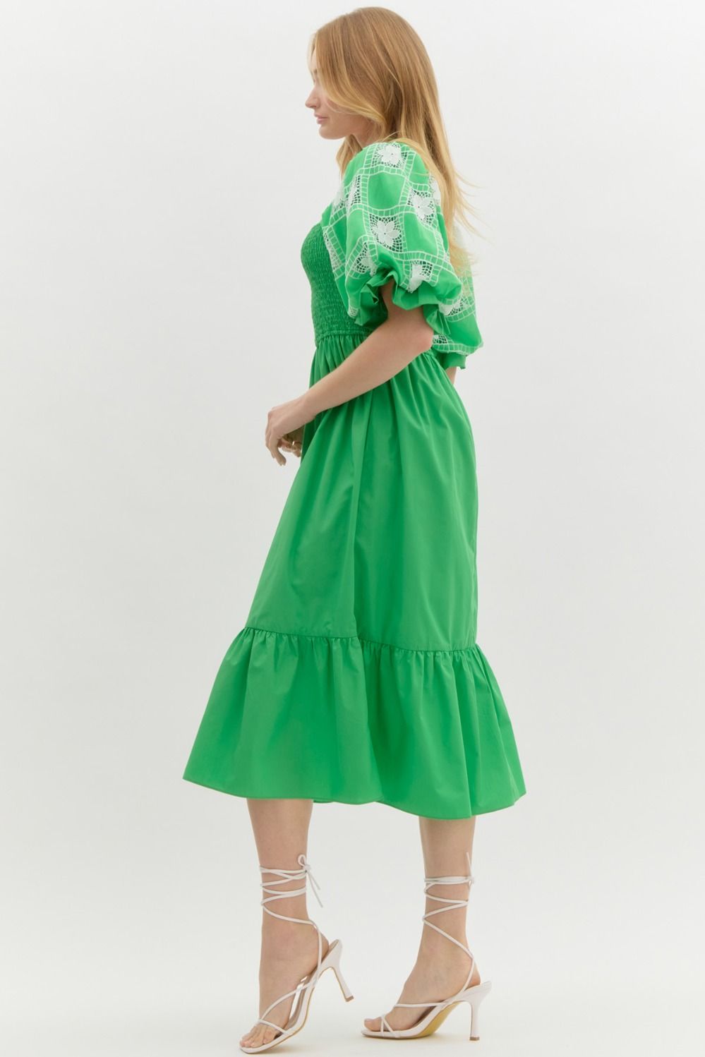 Peggy Green Smocked Dress