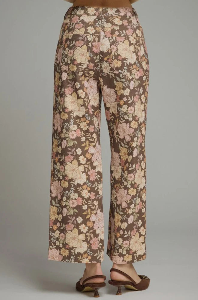 Entro Floral Print Front Seam Pants