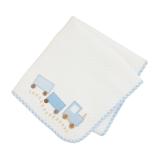 Mud Pie Train Appliqué Quilted Blanket