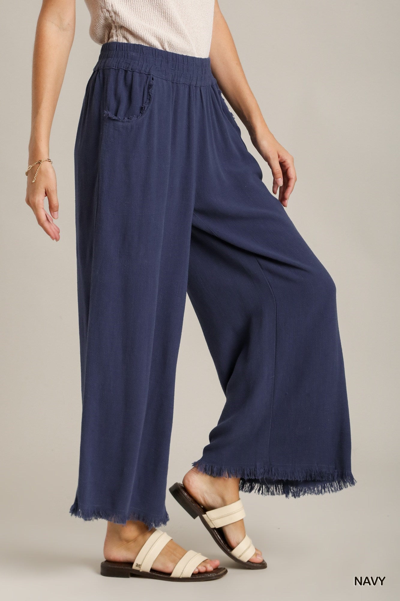 Living the Easy Life Solid Linen Wide Leg Plus Size Pants