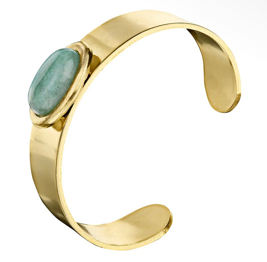 Susan Shaw Jade Cabochon Gold Cuff