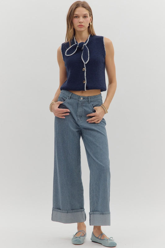 Entro Striped Denim Slacks