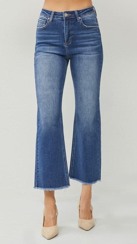 Risen High Rise Crop Straight Jeans (Plus Size Also Available)