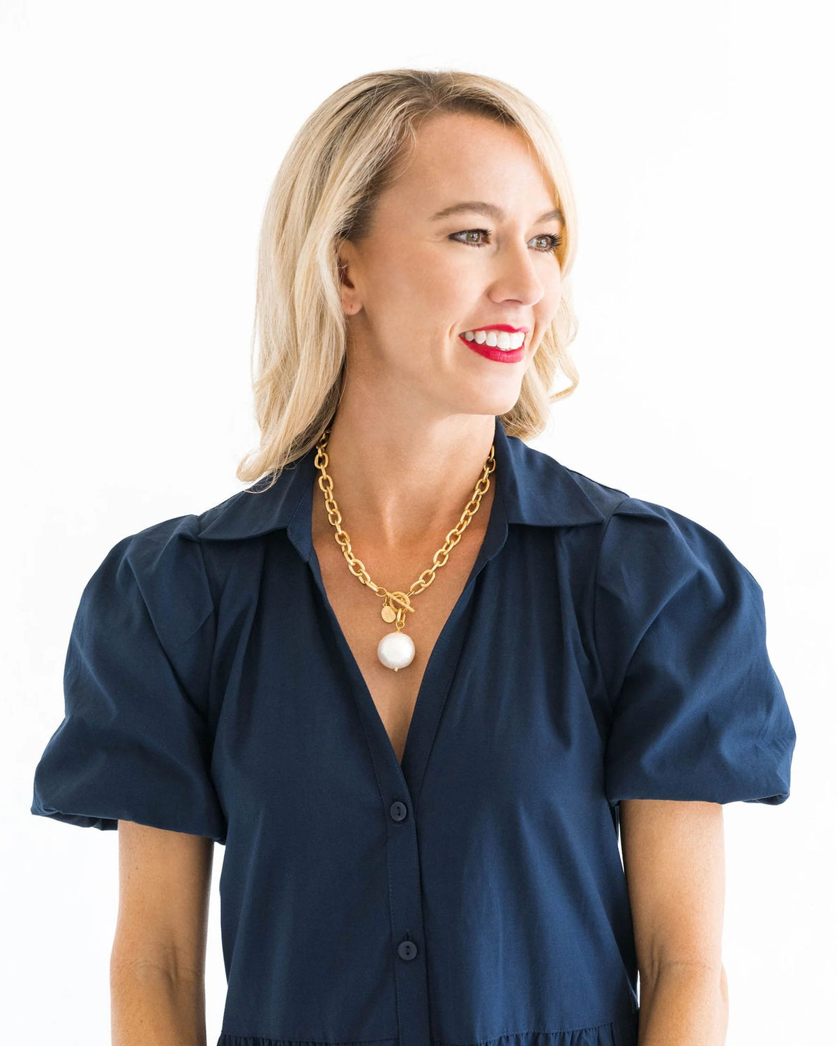 Susan Shaw Cotton Pearl Gold Toggle Necklace