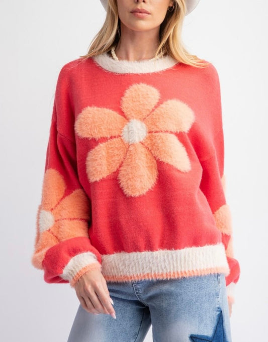 Carmen Hot Coral Sweater