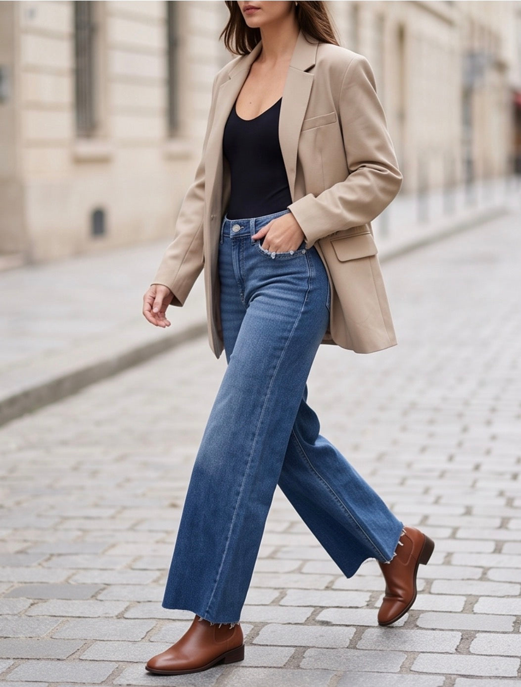 Flying Monkey High Rise Clean Cut Raw Hem Wide Leg Jeans