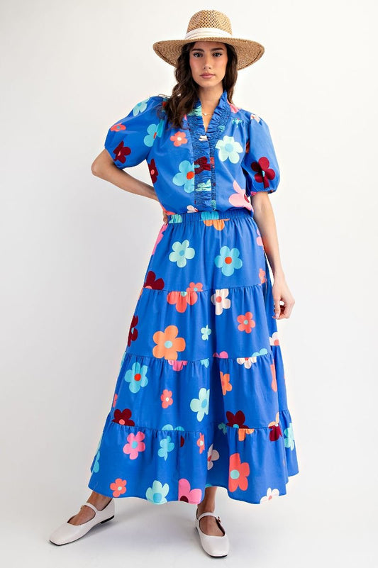 Kyree Poplin Maxi Skirt & Matching Top Set