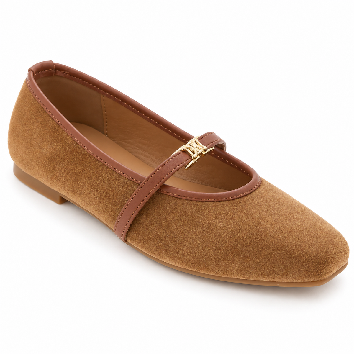 The Suede Square-Toe Mary Jane Flat