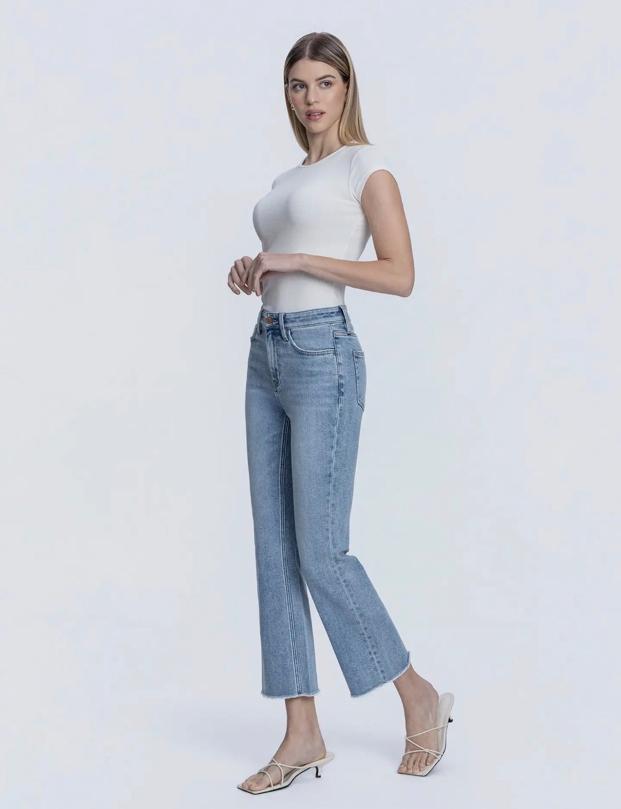 Flying Monkey High Rise Raw Hem Kick Flare Jeans