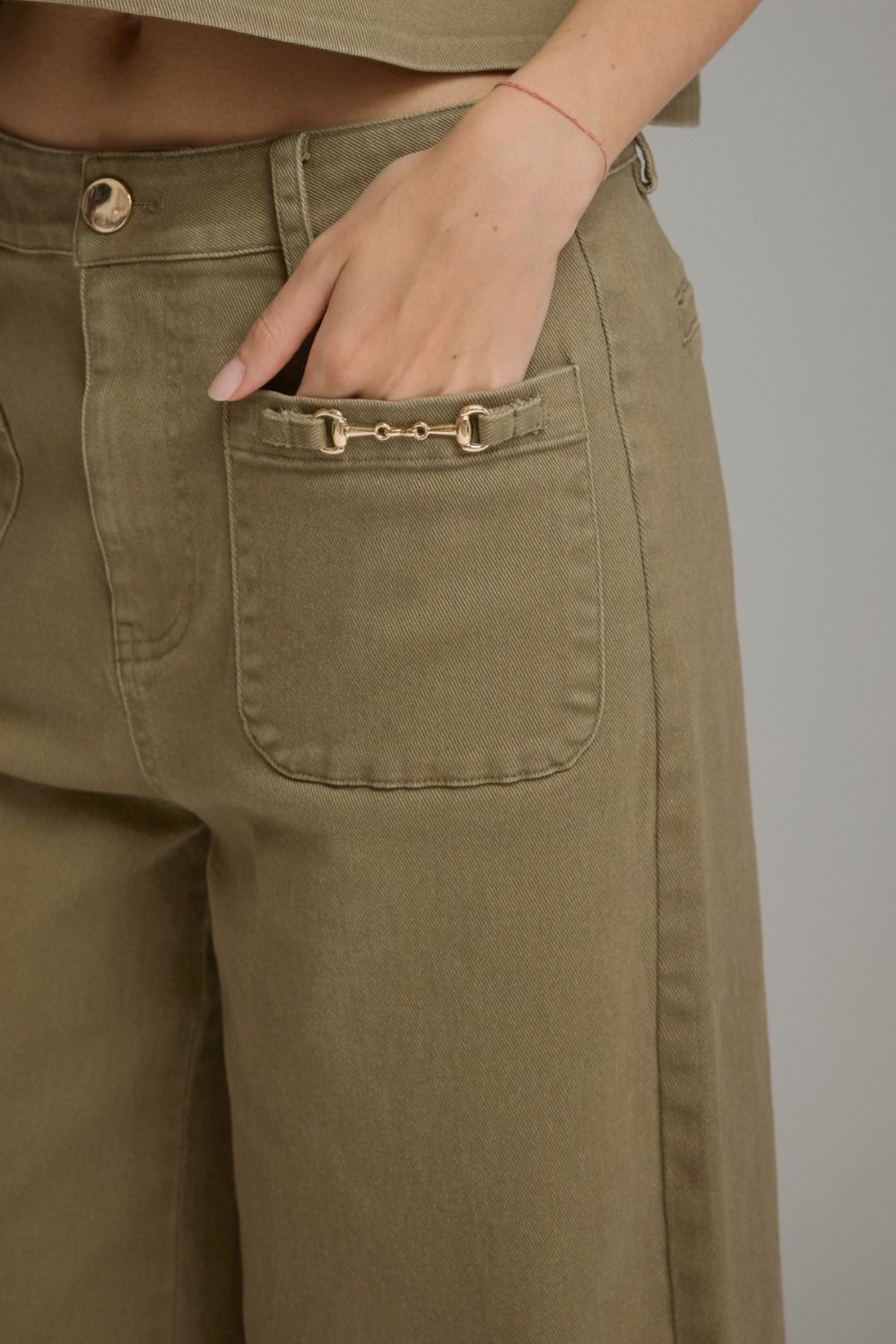 Entro Wide Leg Pants With Horsebit Detail