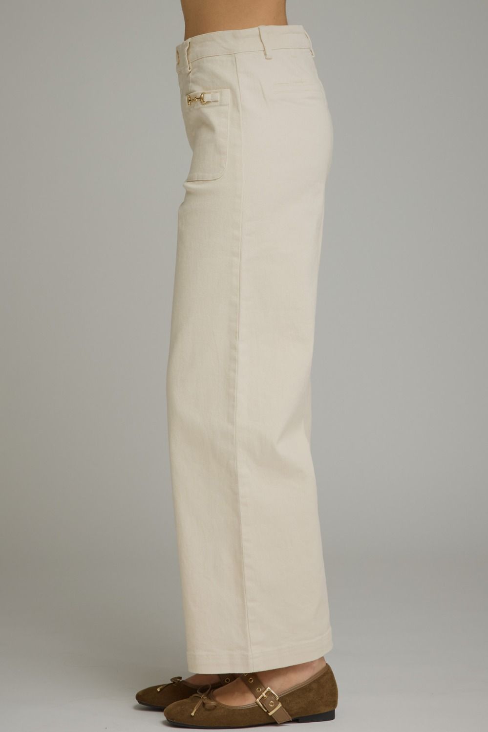 Entro Wide Leg Pants With Horsebit Detail