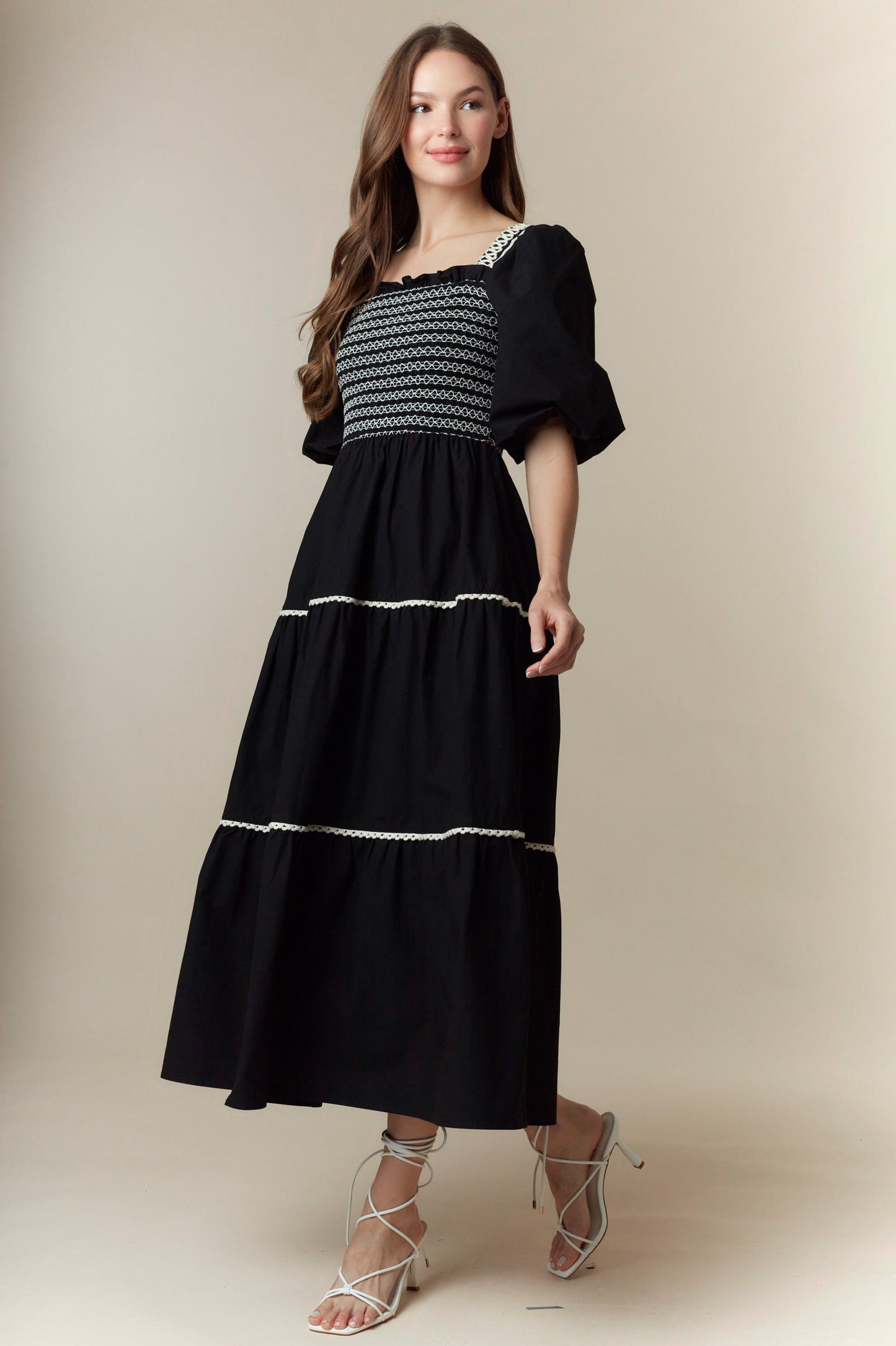 The Lawter Black Smocked Dress